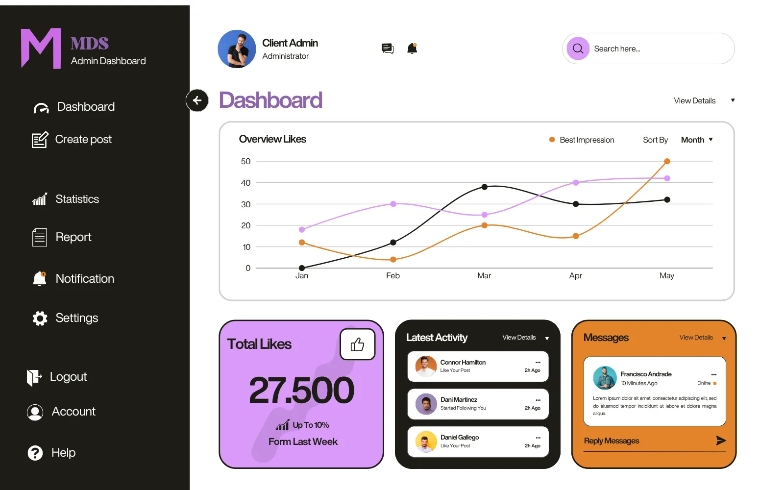 Desktop dashboard for composing and scheduling social media posts across client accounts